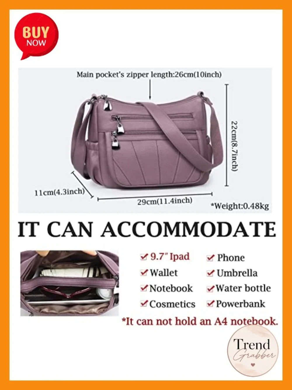 Soft PU Leather Crossbody Bag Satchel Tote Handbag Shoulder Purse